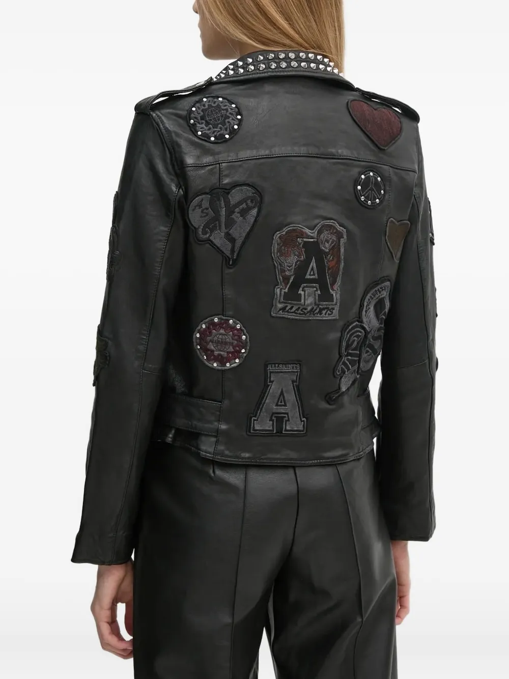 AllSaints Leren jack Zwart