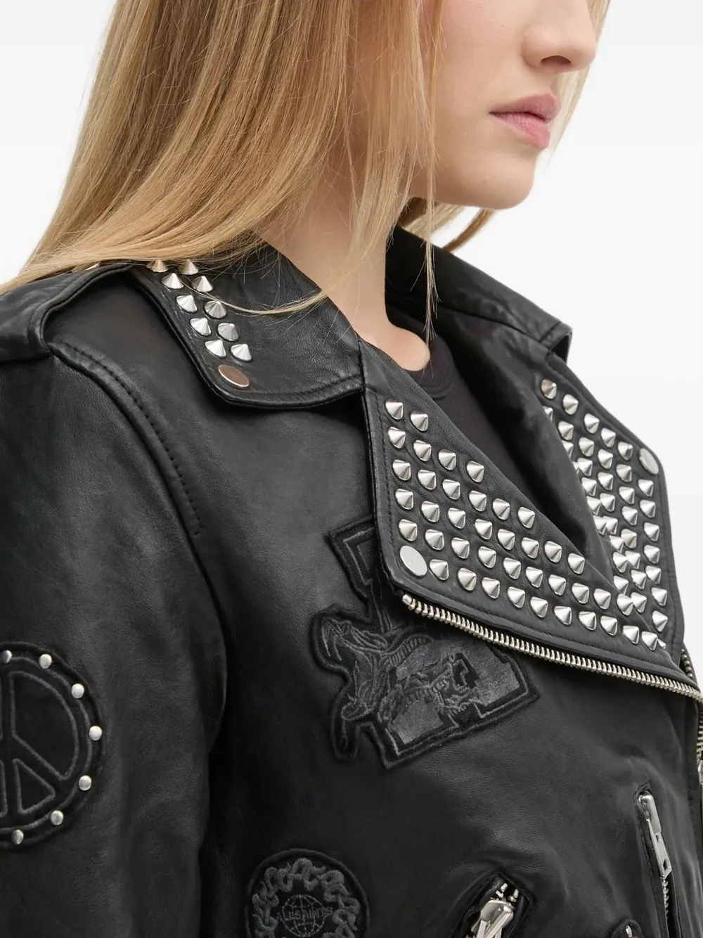 AllSaints Leren jack Zwart