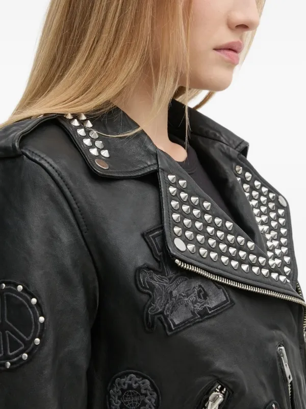 AllSaints スタッズ レザージャケット | ブラック | FARFETCH JP