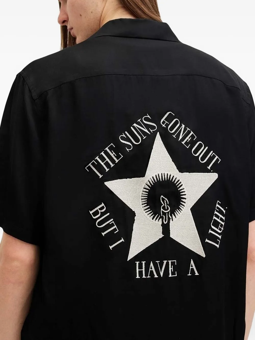 AllSaints Wish overhemd met geborduurde ster Zwart