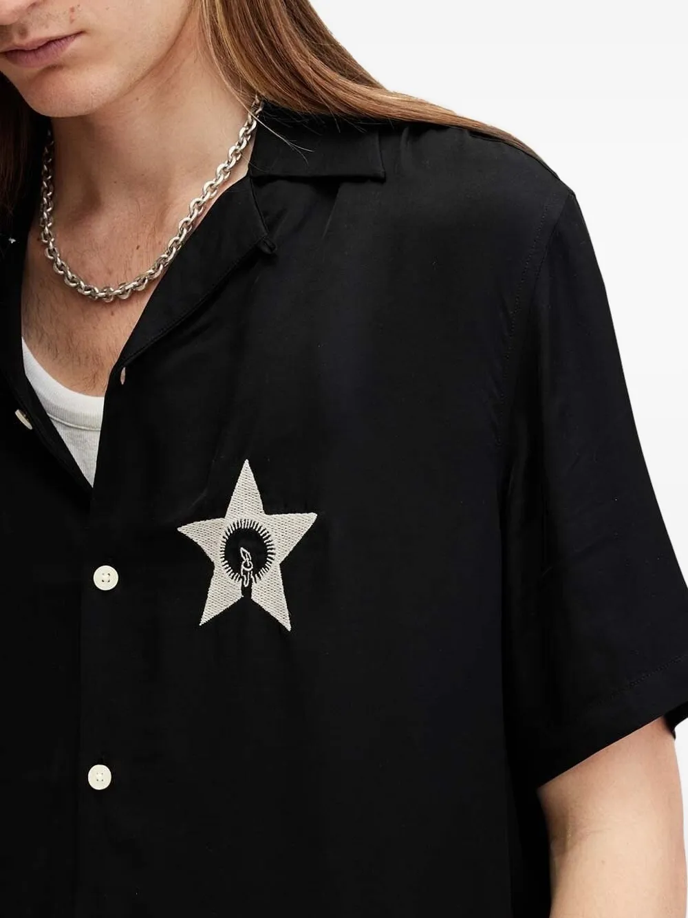 AllSaints Wish overhemd met geborduurde ster Zwart