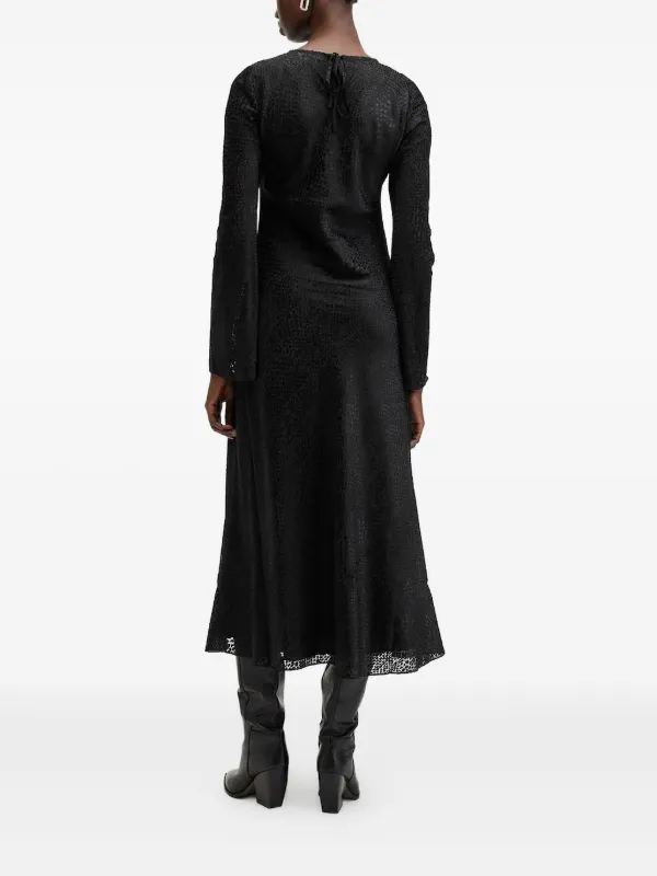 all saints black dresses Cavarly Tiered Lace Maxi Dress LACE BLACK