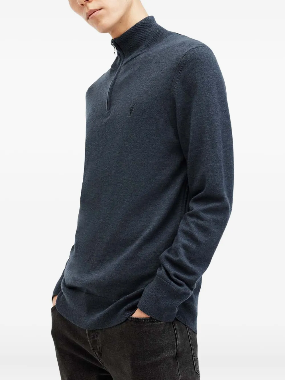 AllSaints ハイネック ハーフジップセーター - ブルー AllSaints ハイネック ハーフジップセーター - ブルー