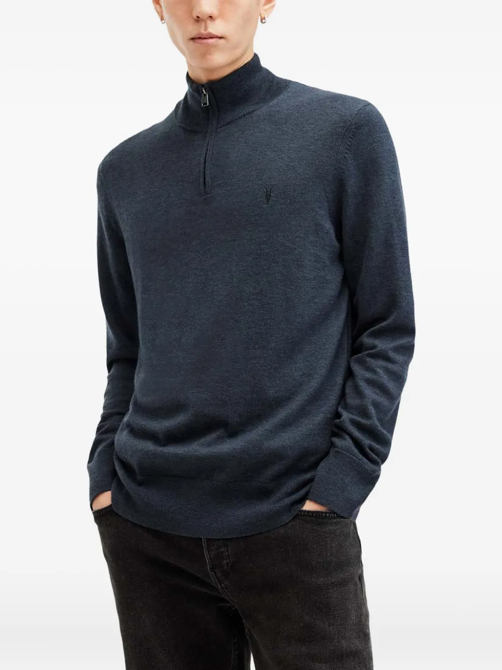 AllSaints half-zip high-neck sweater - Blauw