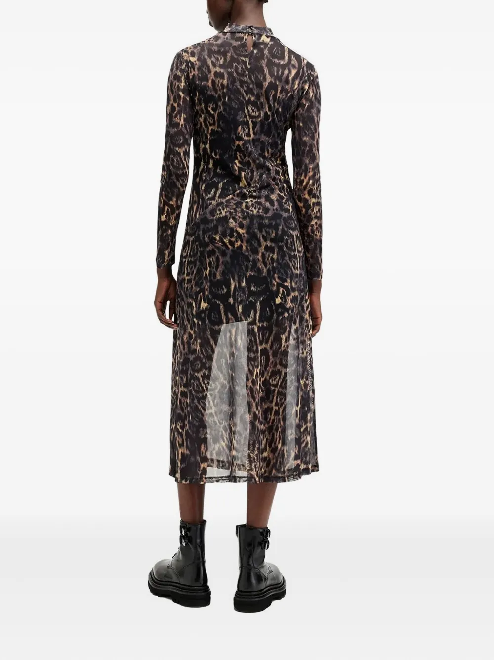 AllSaints Hanna midi-jurk met luipaardprint Bruin
