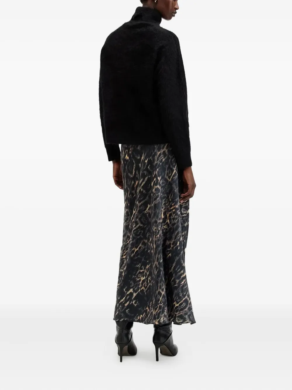 Allsaints Bryony Leopard-print Split Maxi Skirt In Animal Print