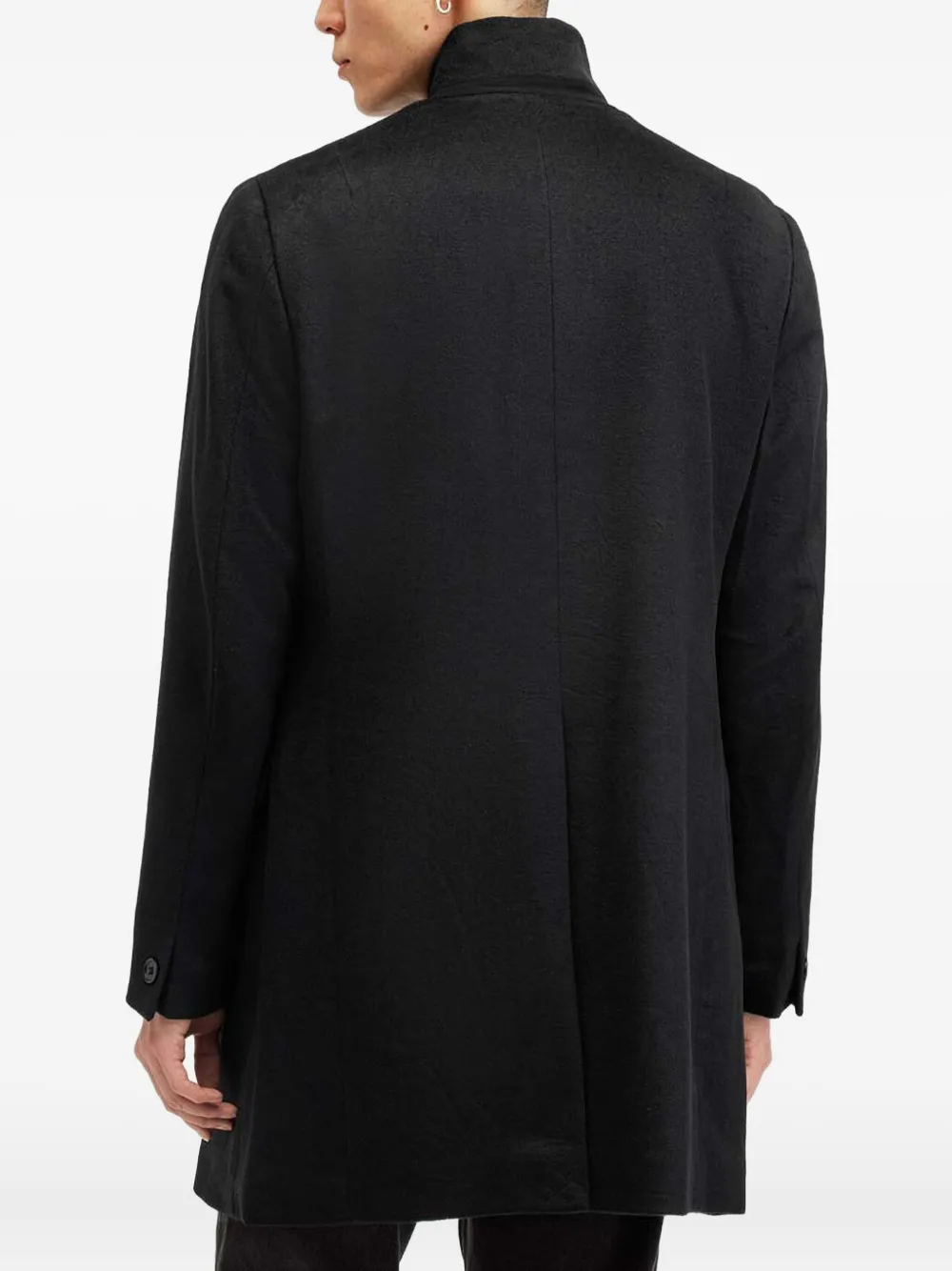 AllSaints Jas met enkele rij knopen en hoge hals Zwart