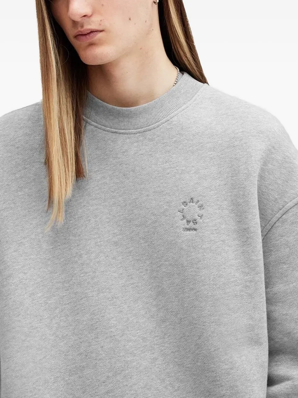 AllSaints Sweater met geborduurd logo Grijs