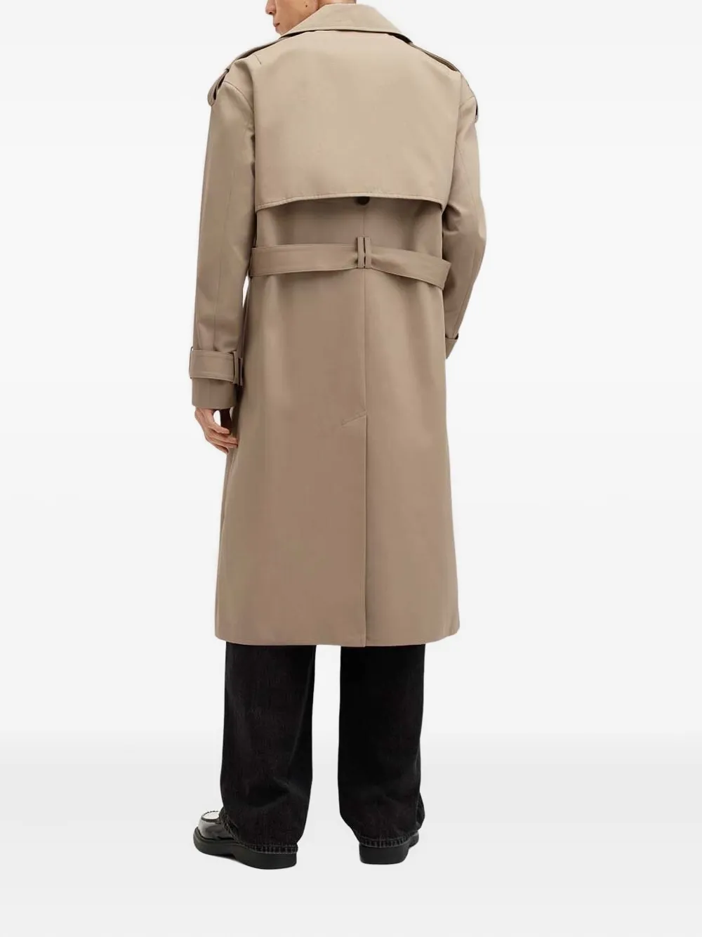 AllSaints Trenchcoat met dubbele rij knopen en ceintuur Beige