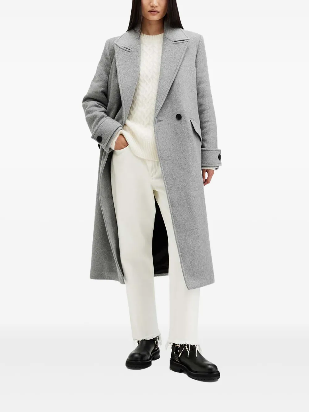 AllSaints Jas met dubbele rij knopen Grijs