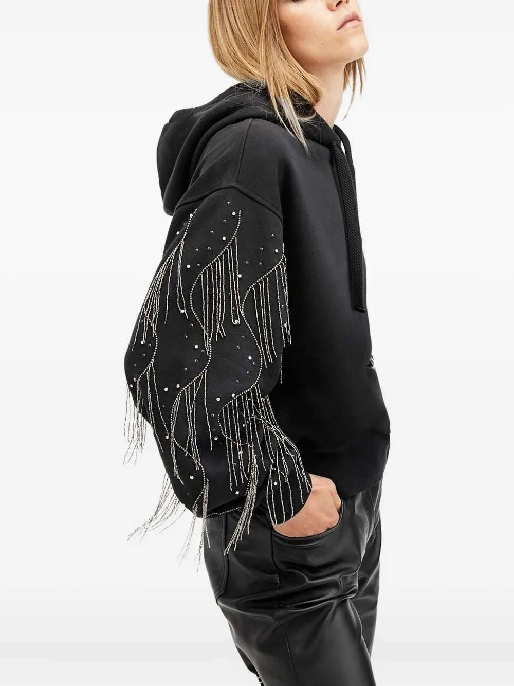 AllSaints Hoodie met kristal - Zwart