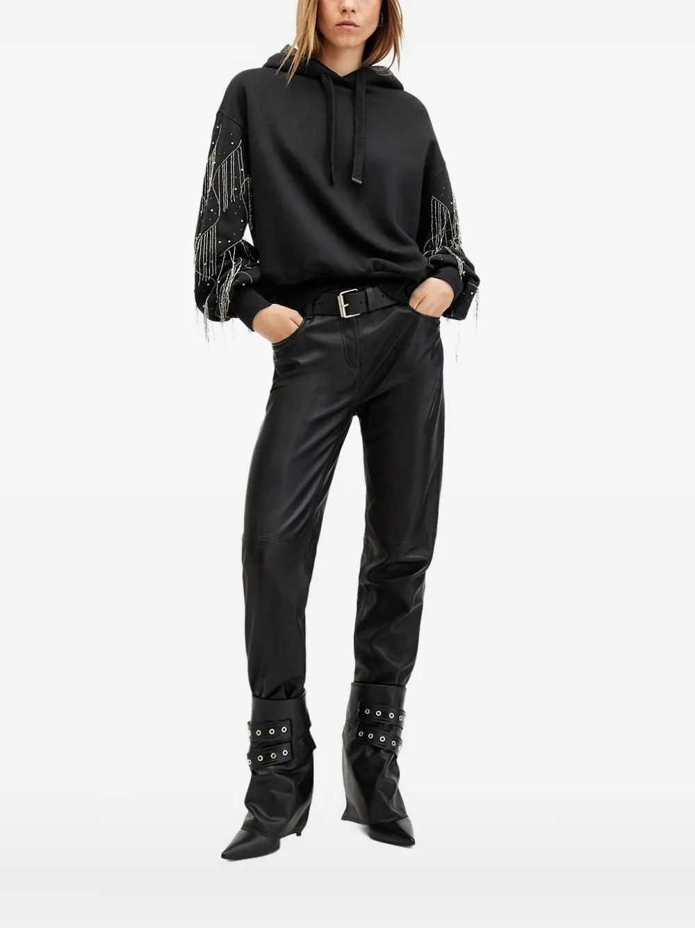 AllSaints Hoodie met kristal Zwart