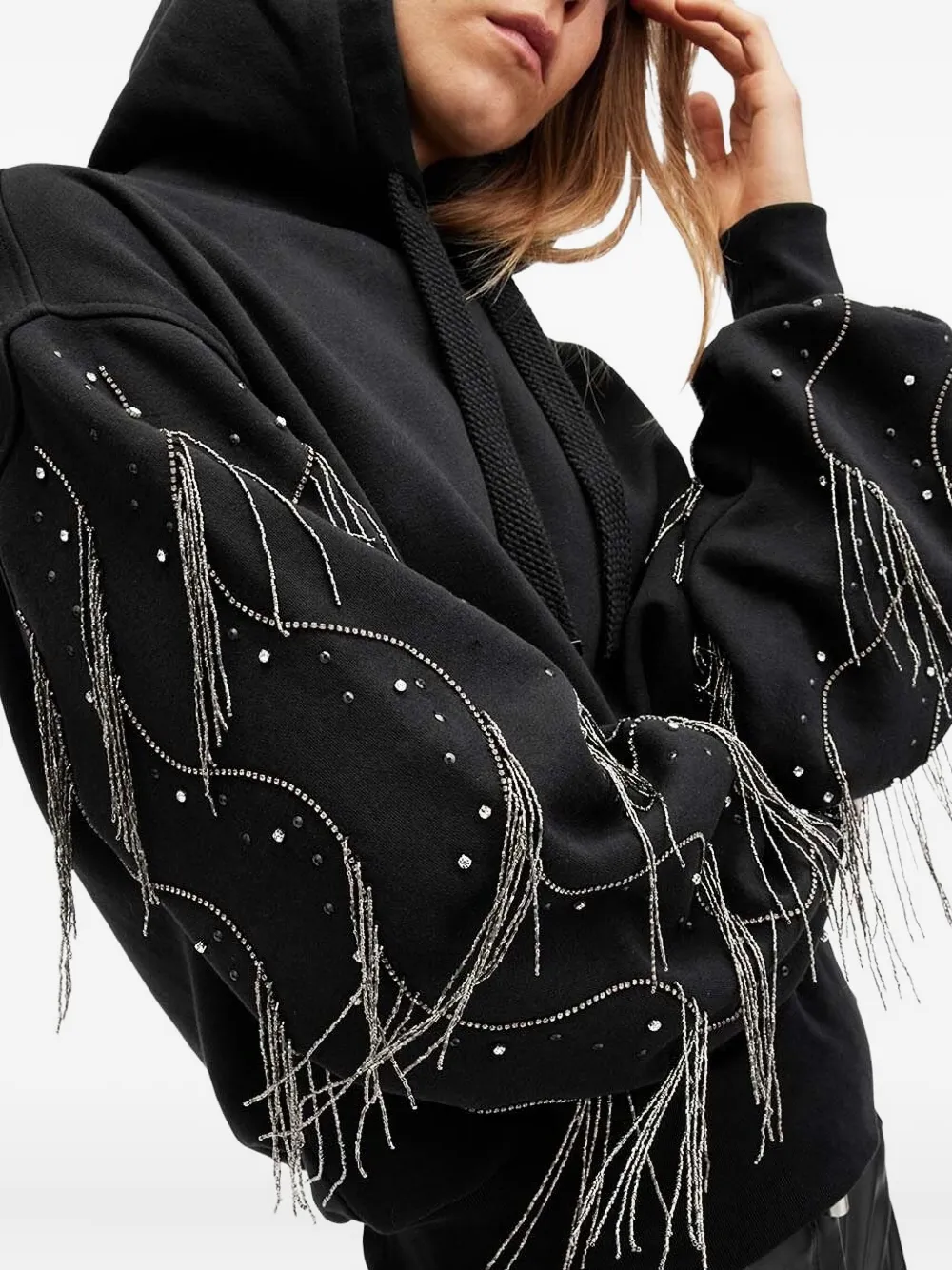 AllSaints Hoodie met kristal Zwart