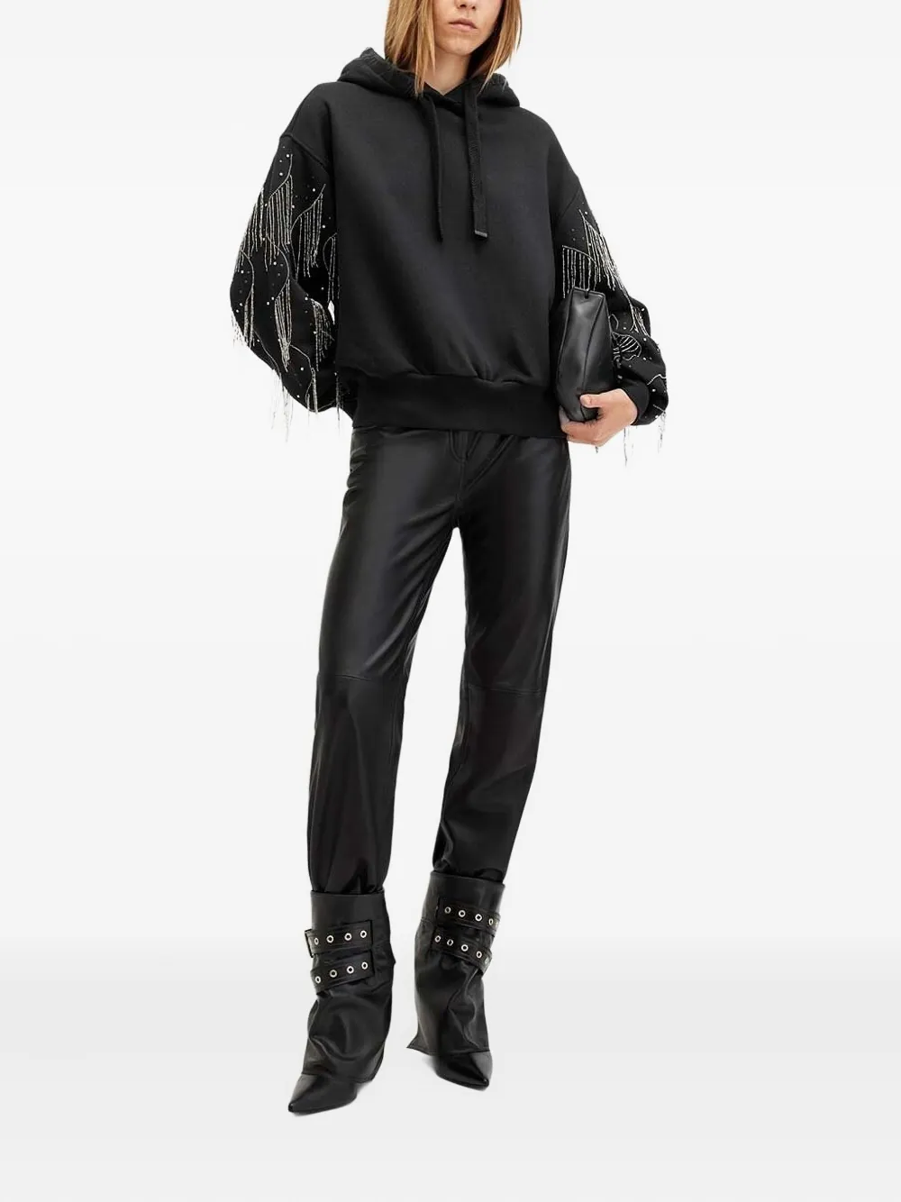 AllSaints Hoodie met kristal Zwart