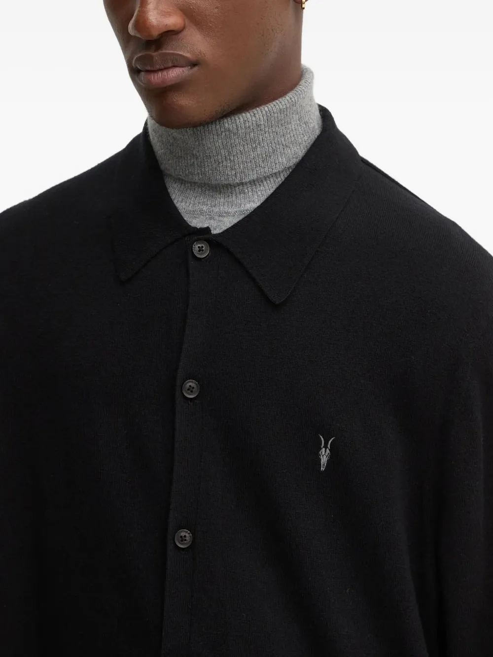 Allsaints Kilburn Embroidered Cardigan In Black