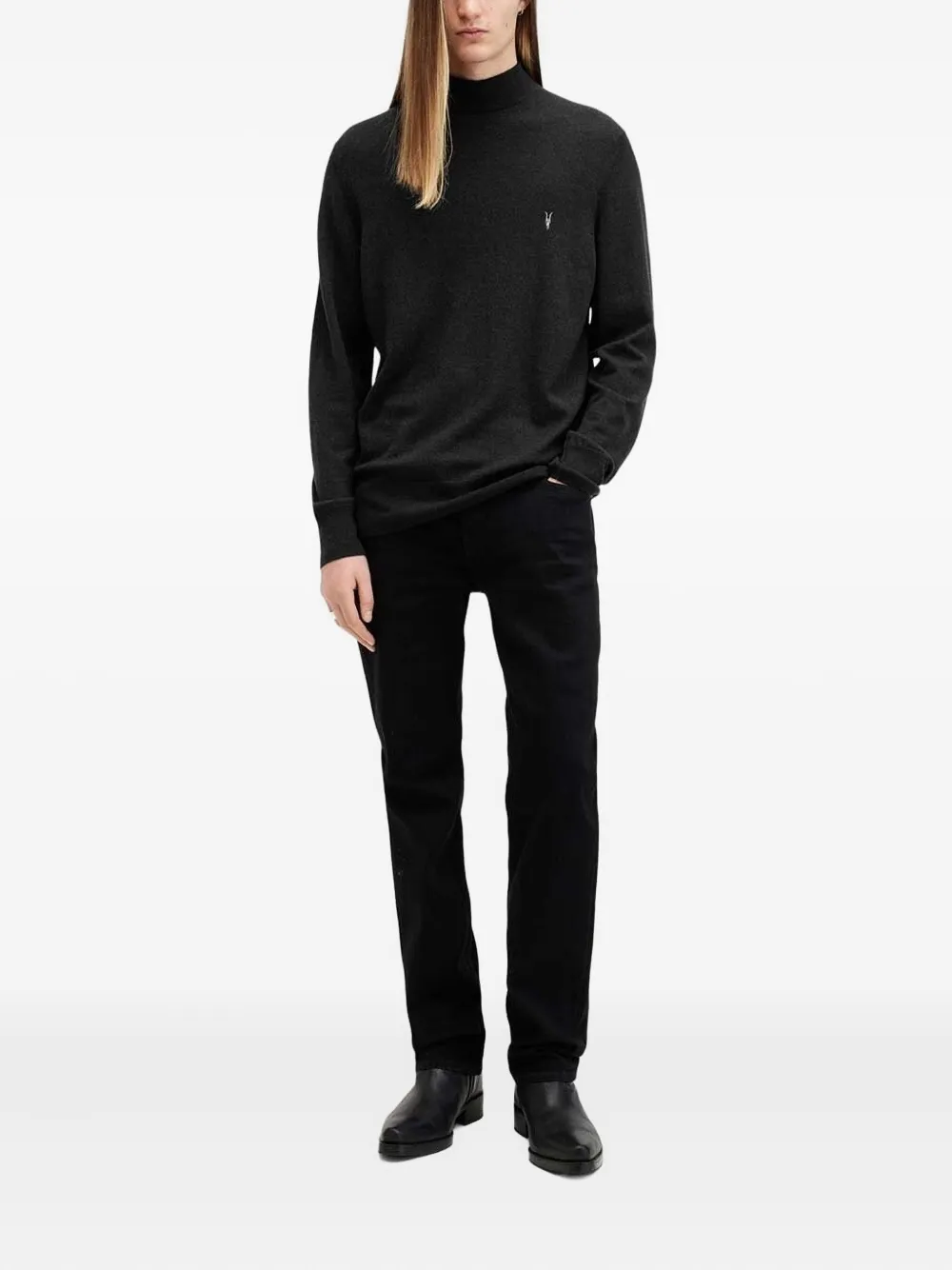 AllSaints high-neck logo-detail sweater - Zwart