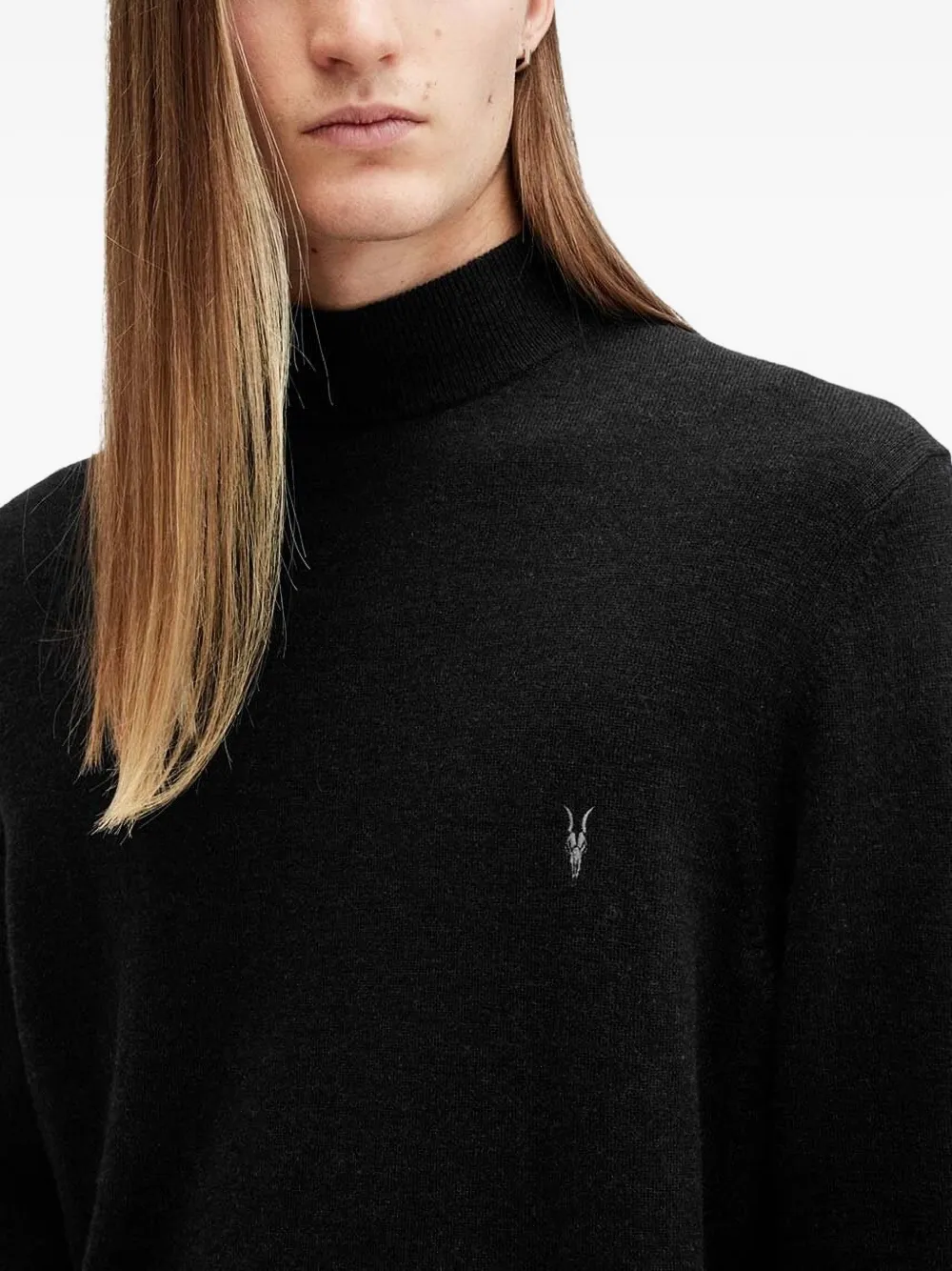 AllSaints Trui met hoge hals en logodetail Zwart