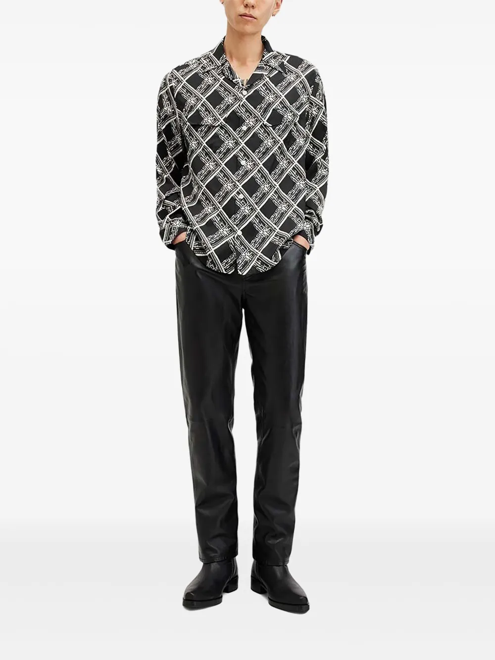 AllSaints printed long-sleeve shirt | Black | Image 1