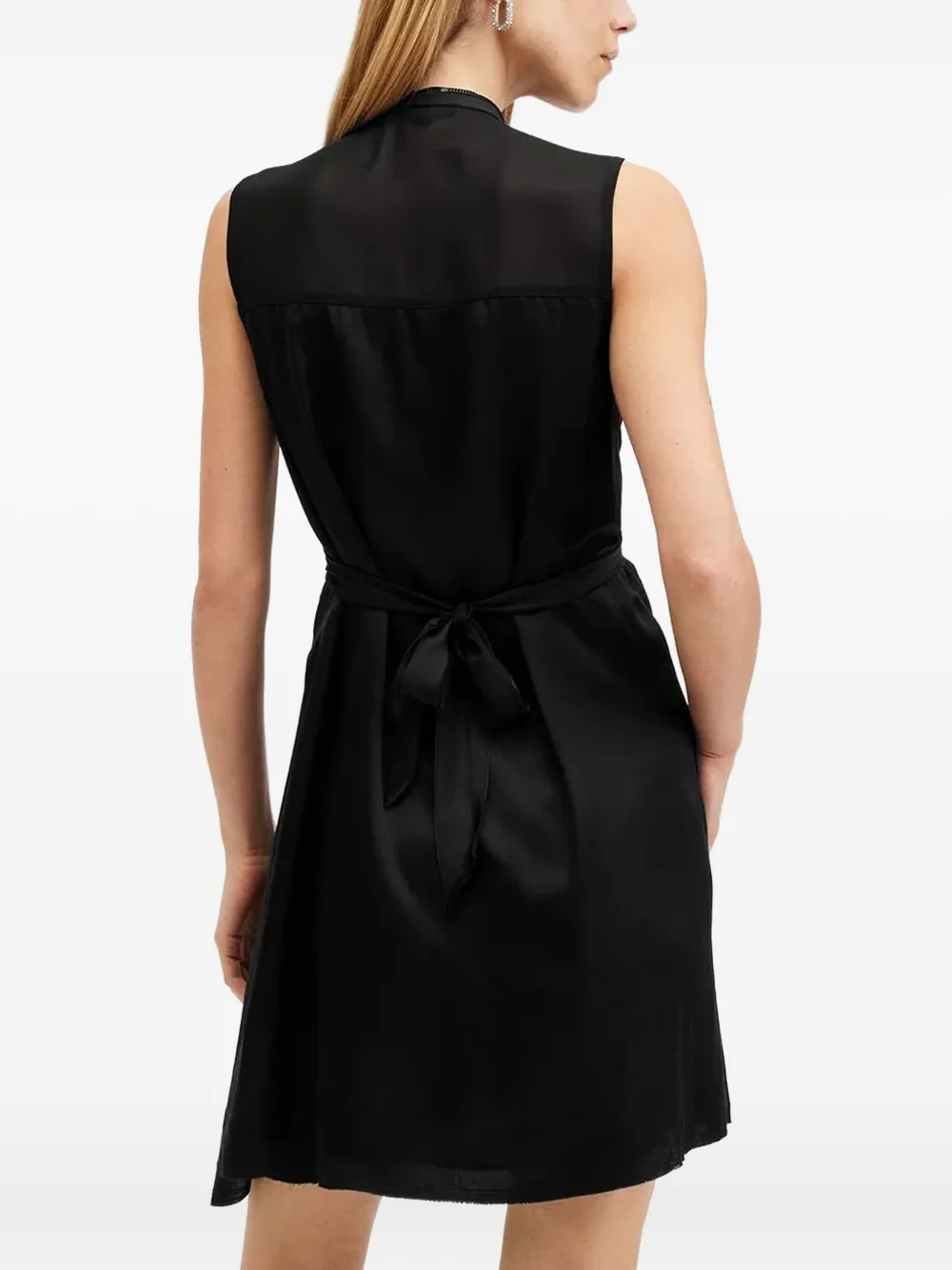 AllSaints Jayda mini-jurk met V-hals en rits Zwart