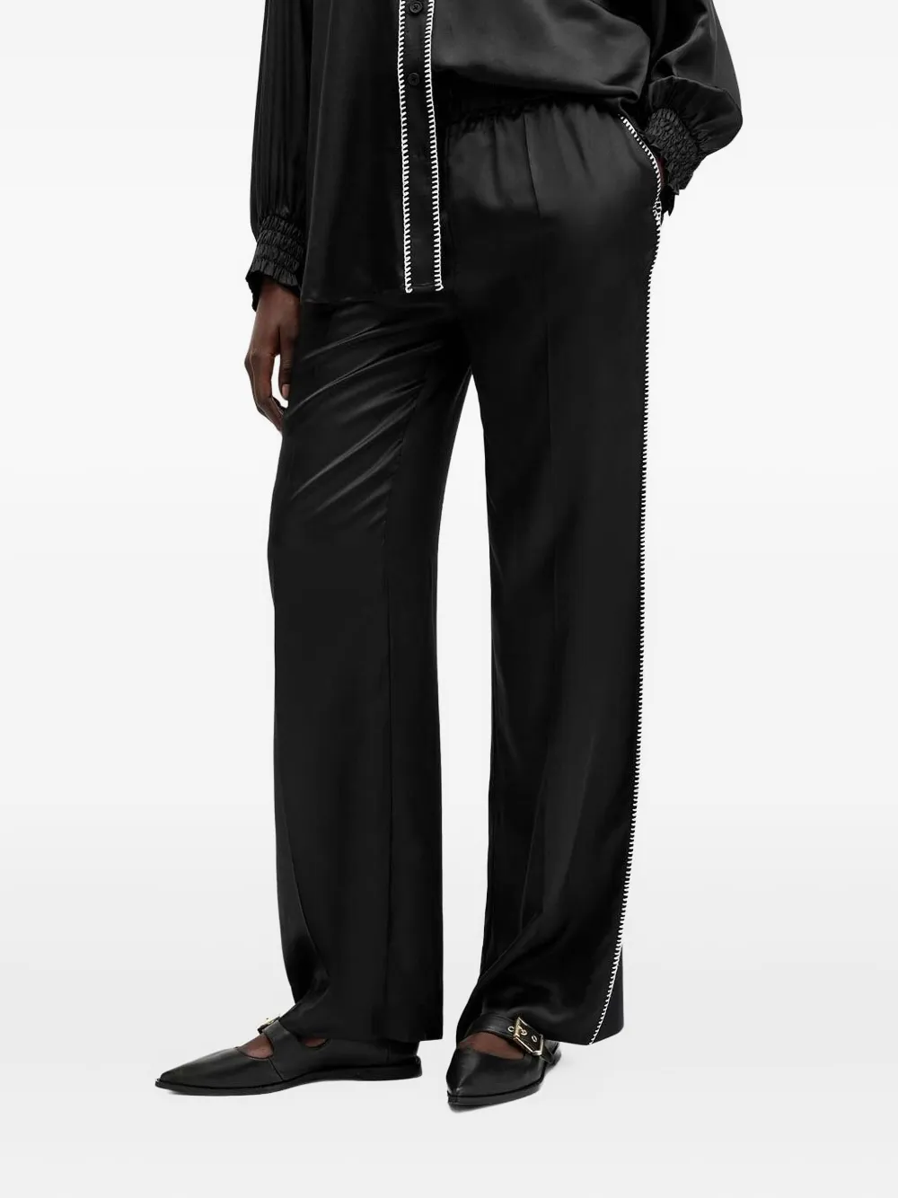 AllSaints stitching-detail trousers - Zwart