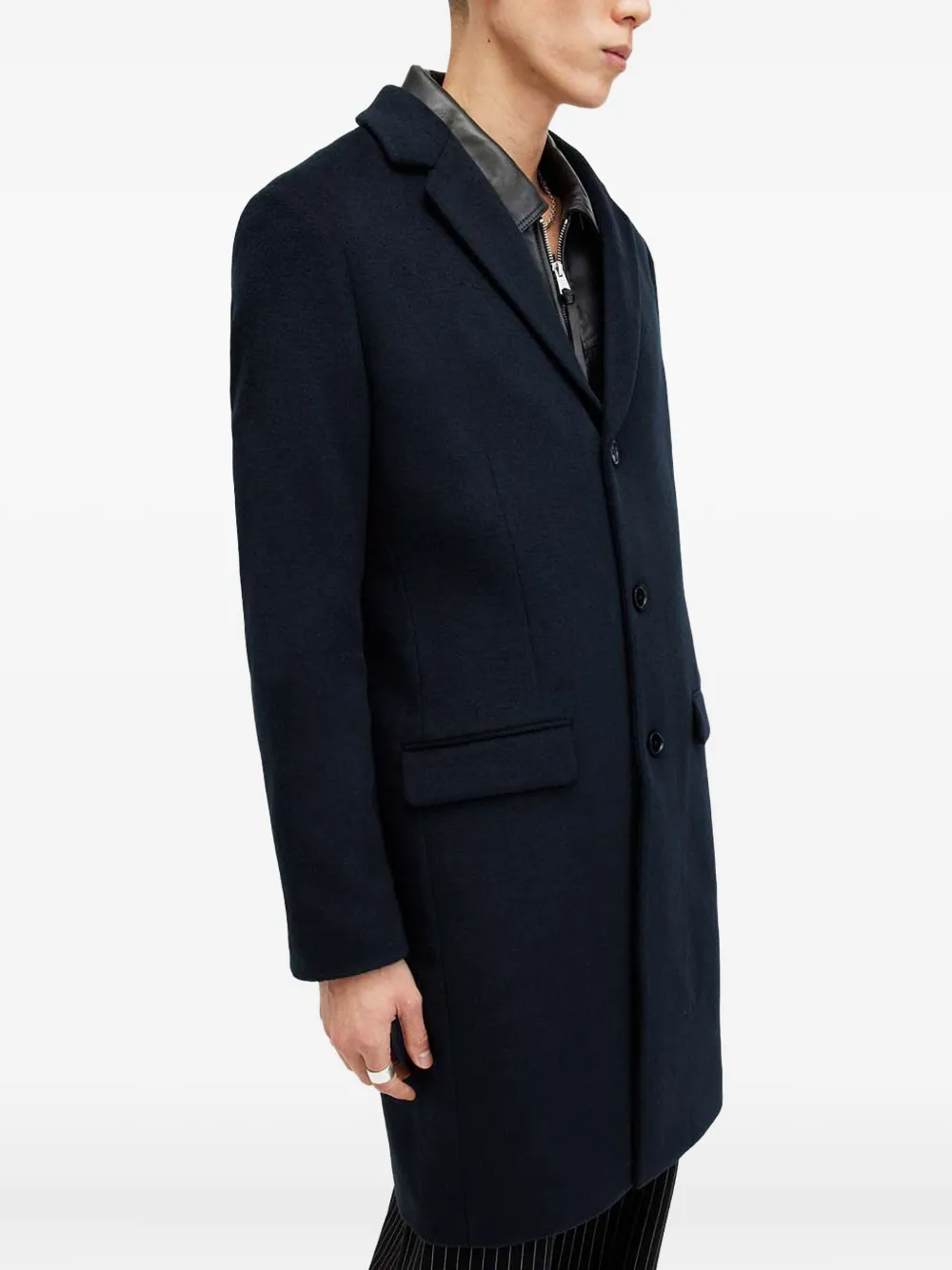  Allsaints Button-fastening Single-breasted Coat - Blue 