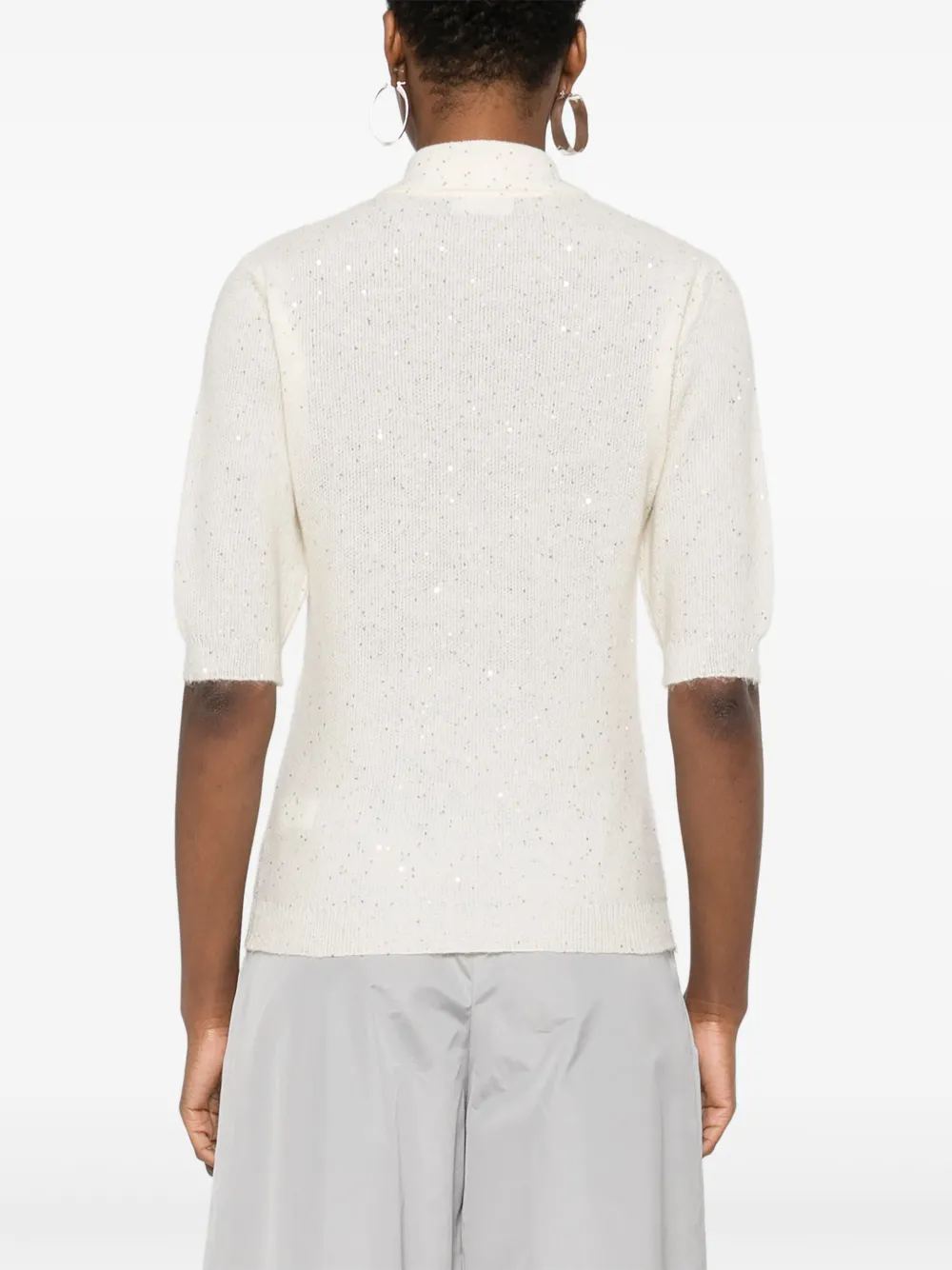 Shop Fabiana Filippi Sequin-embellished T-shirt In White
