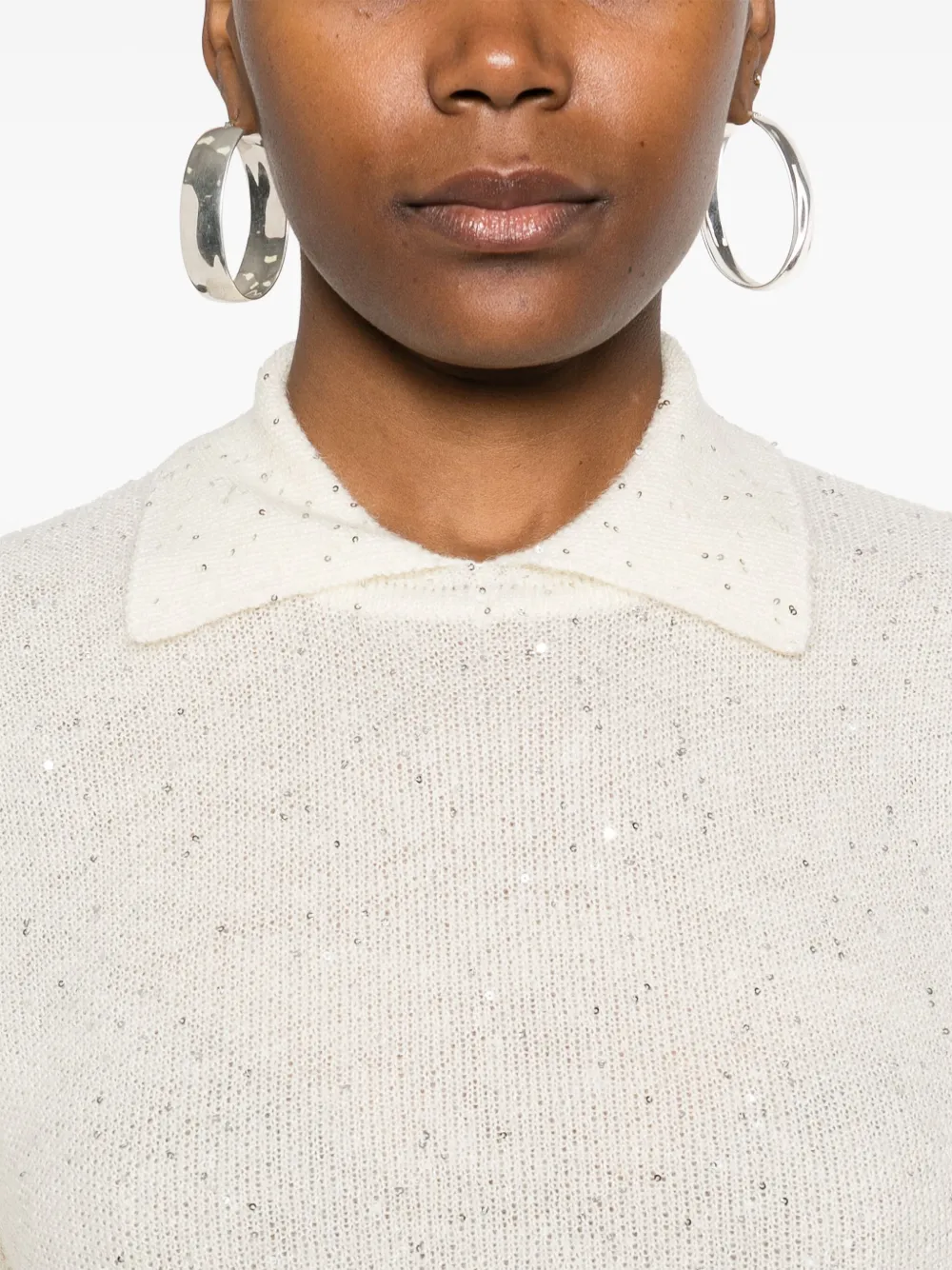 Shop Fabiana Filippi Sequin-embellished T-shirt In White