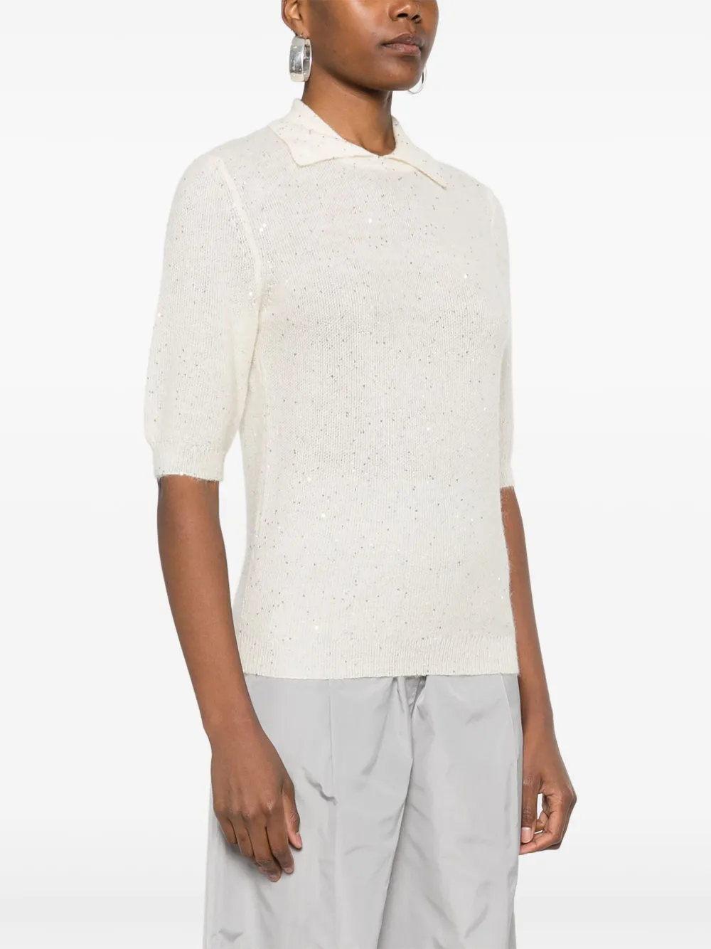 Shop Fabiana Filippi Sequin-embellished T-shirt In White