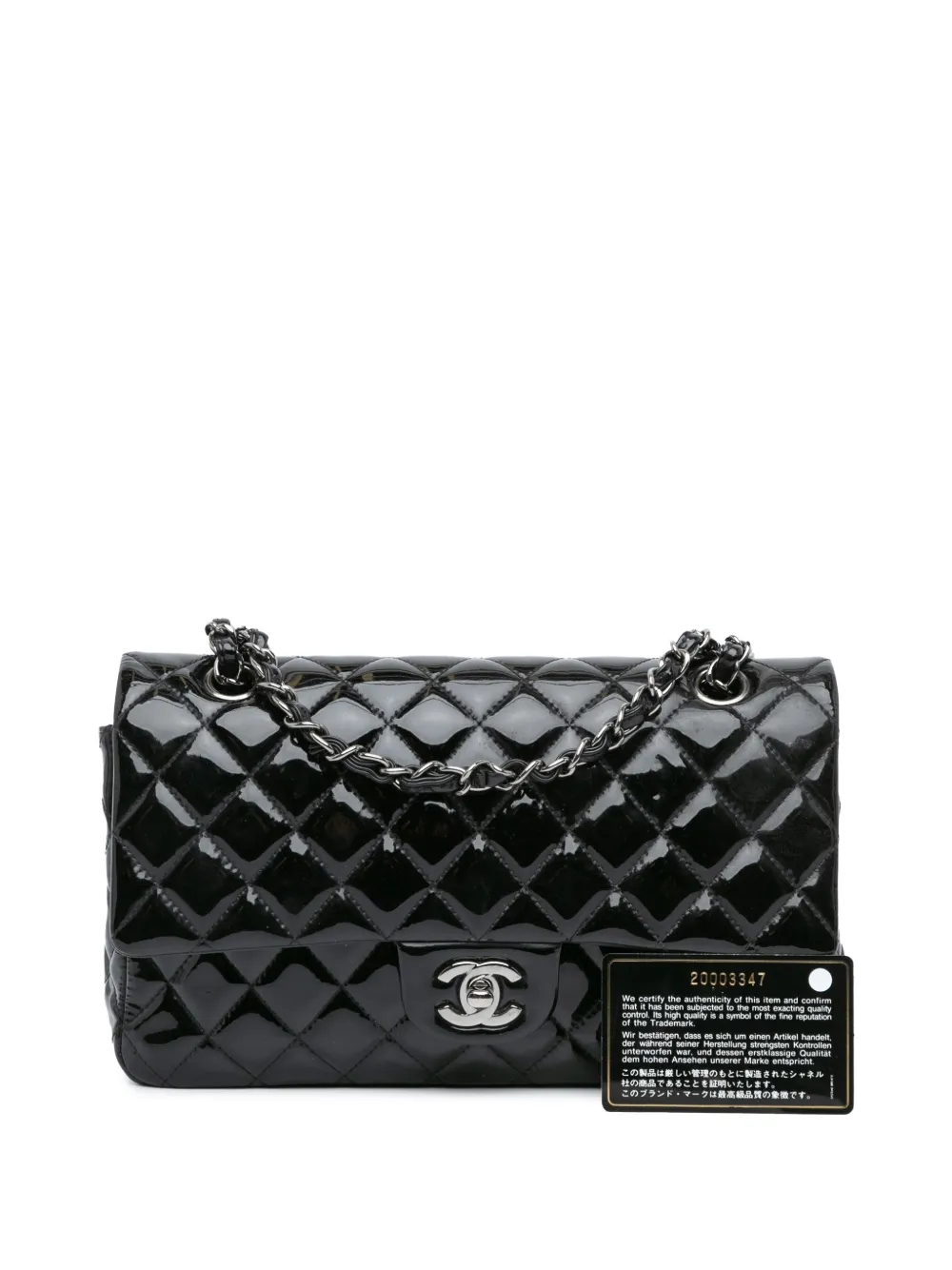 CHANEL Pre-Owned 2014-2015 medium Classic gelakte Double Flap schoudertas - Zwart