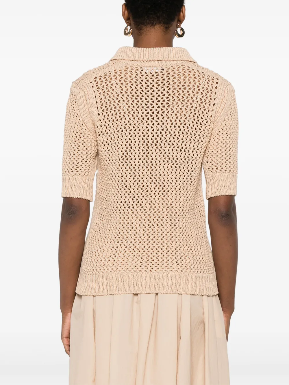 Fabiana Filippi Open-knit Polo Top In Neutrals