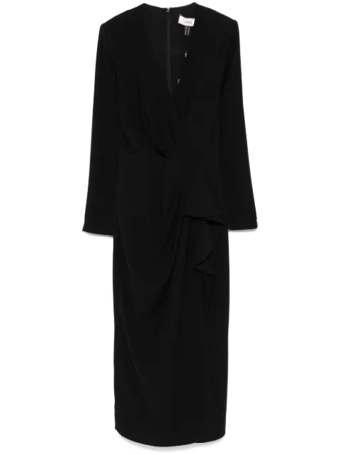 NISSA V-neck crepe midi dress
