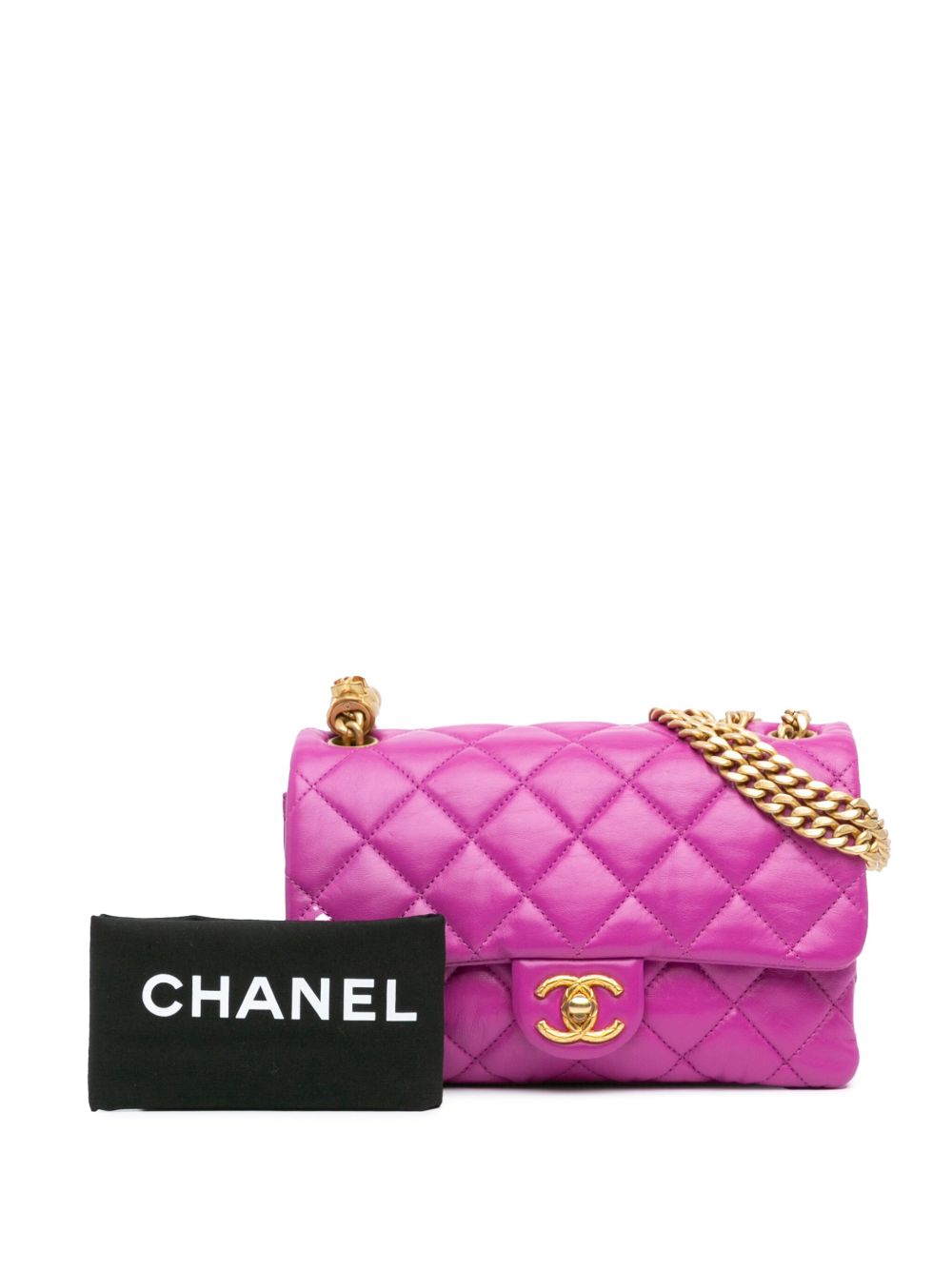 CHANEL Pre-Owned 2021-2024 kleine Pillow Crush Flap gewatteerde lamsleren schoudertas - Paars