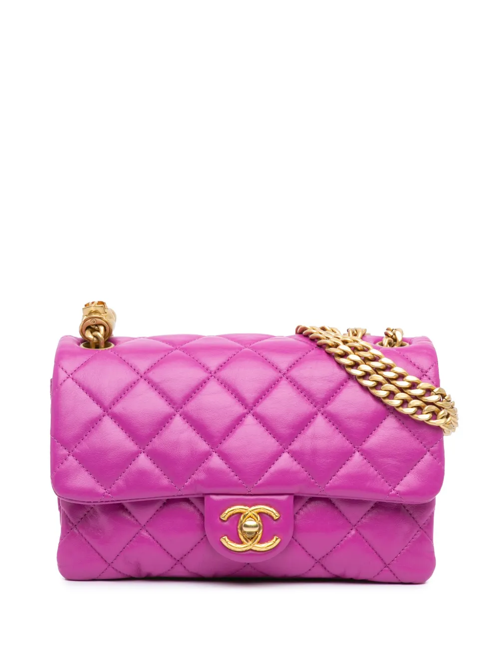 CHANEL Pre-Owned 2021-2024 スモール マトラッセ ラムスキン ピロークラッシュ フラップ ショルダーバッグ - CHANEL Pre-Owned 2021-2024 スモール マトラッセ ラムスキン ピロークラッシュ フラップ ショルダーバッグ -