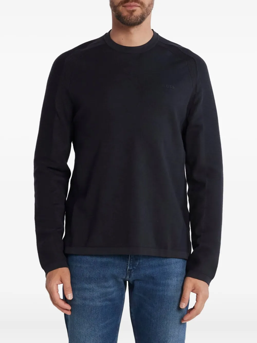 Hugo Boss Raglan-sleeve Logo Sweatshirt In Blue