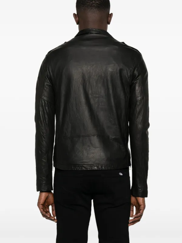 GIORIGO BRATOジャケット Giorgio Brato Leather Biker Jacket | Black | FARFETCH