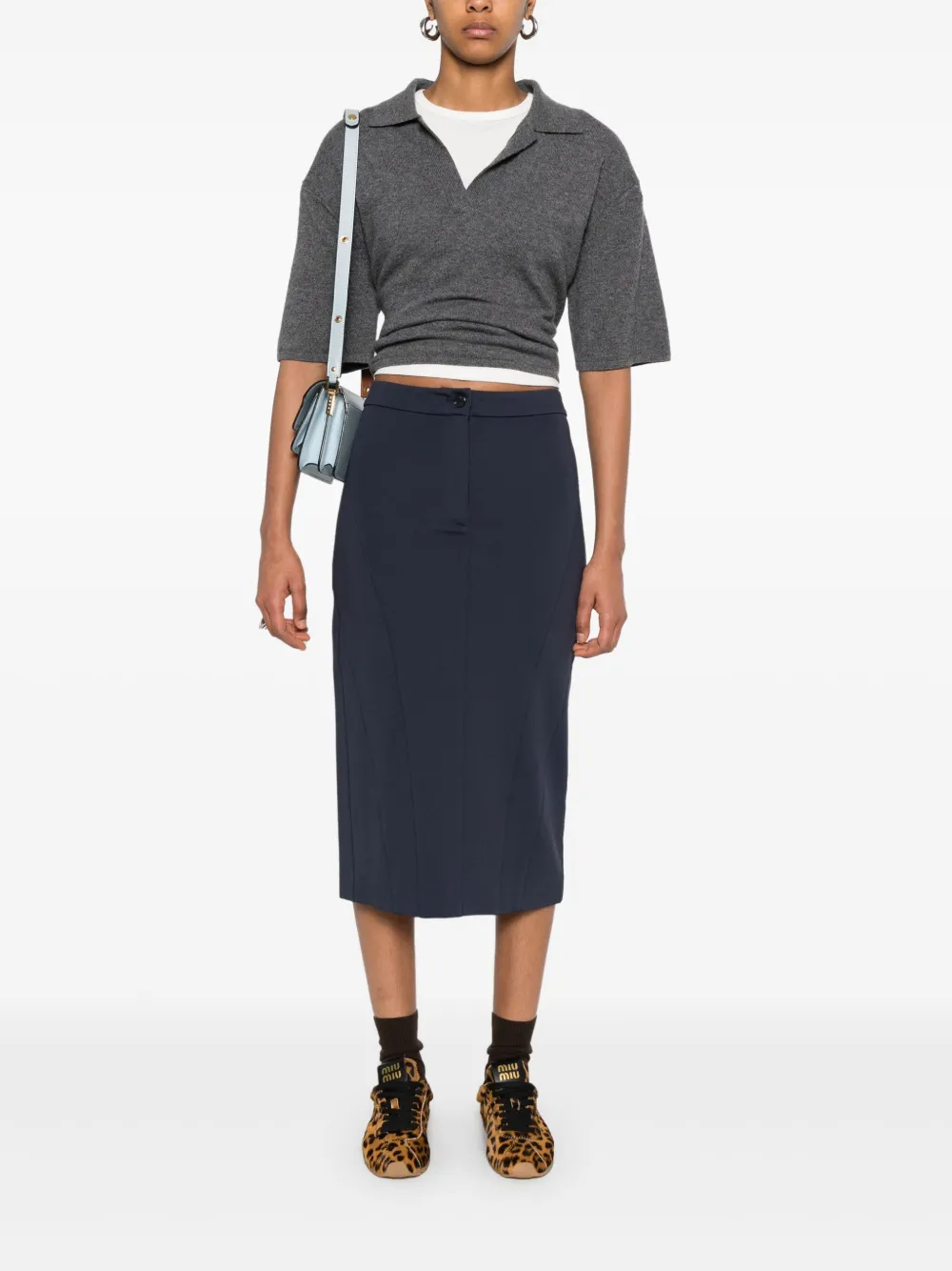 PINKO Midi-rok met decoratief stiksel - Blauw