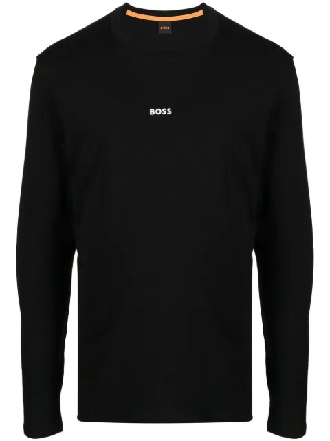 BOSS playera manga larga con logo estampado