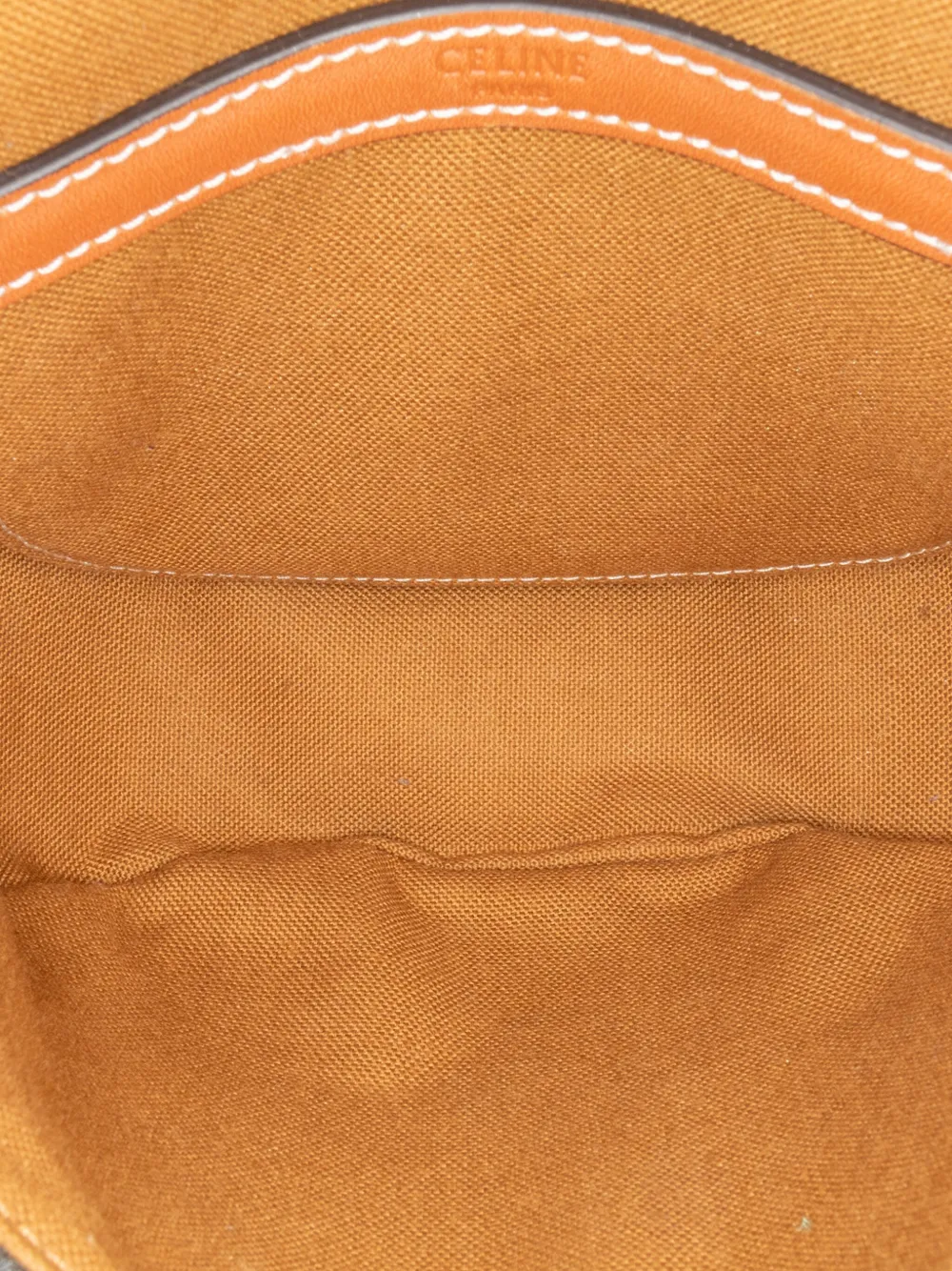 Pre-owned Celine 2019 Medium Triomphe Coated Canvas Folco Crossbody Bag In Brown