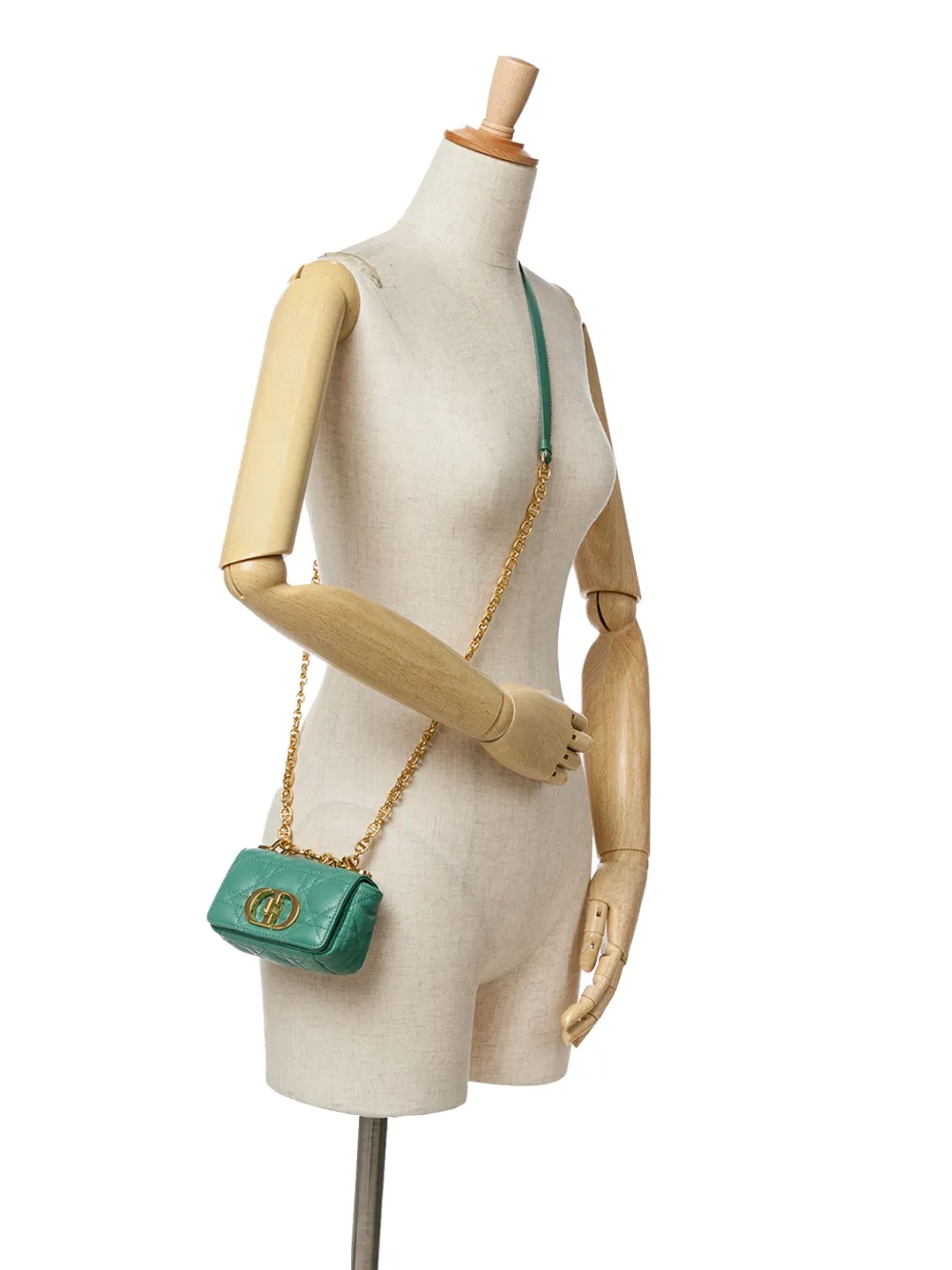 Christian Dior Pre-Owned 2021 Micro Cannage Supple Caro kalfsleren crossbodytas - Groen