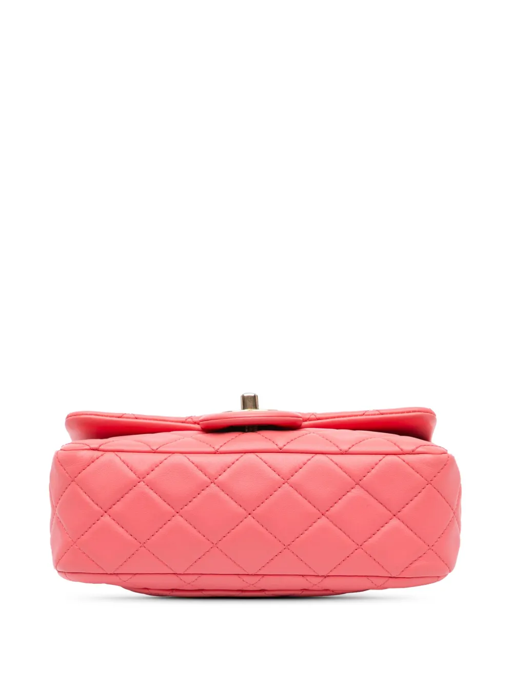 Pre-owned Chanel 2020 Mini Rectangular Lambskin Pearl Crush Flap Crossbody Bag In Pink