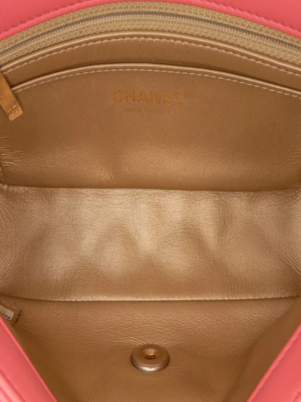 Pre-owned Chanel 2020 Mini Rectangular Lambskin Pearl Crush Flap Crossbody Bag In Pink