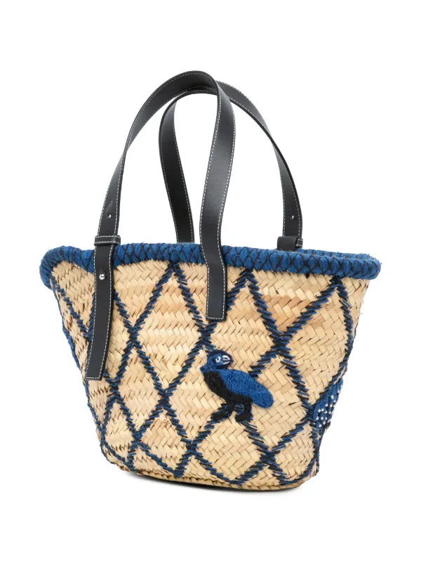 Loewe Pre-Owned 2019 Medium Raffia Animal Embroidered Basket