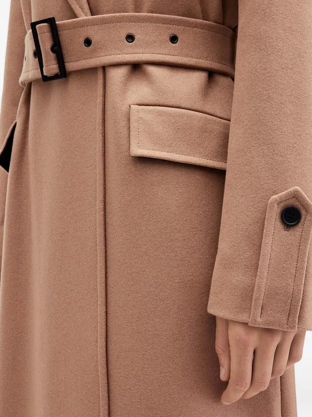AllSaints belted single-breasted coat Bruin
