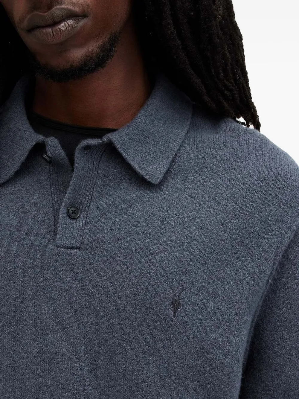 AllSaints Poloshirt met lange mouwen Blauw