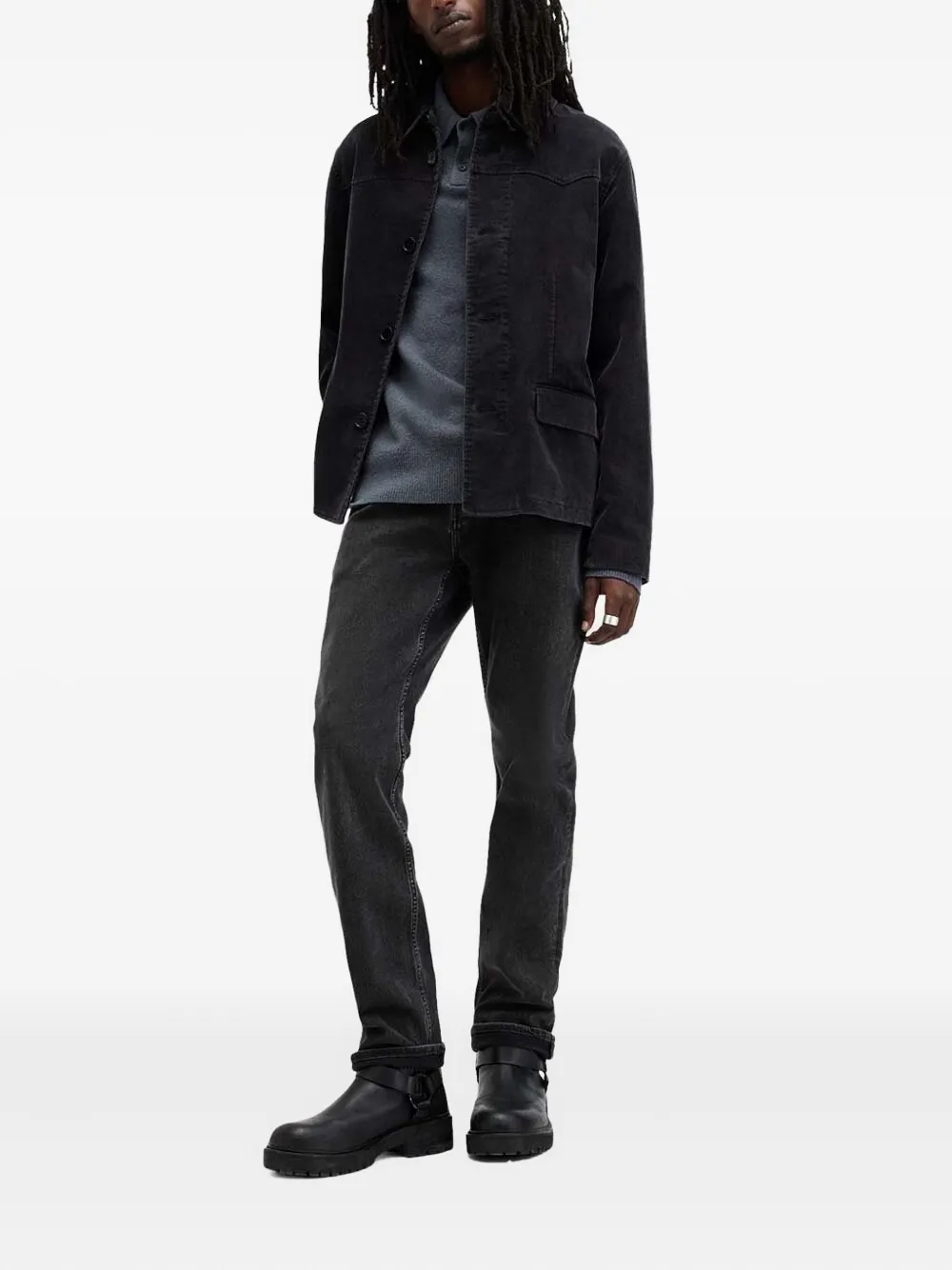 AllSaints Poloshirt met lange mouwen Blauw