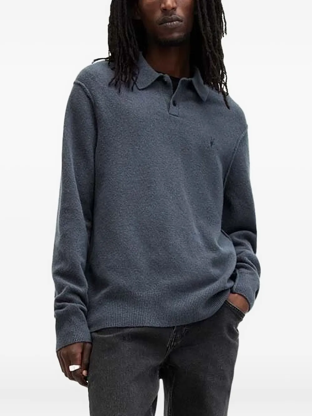 AllSaints Poloshirt met lange mouwen Blauw