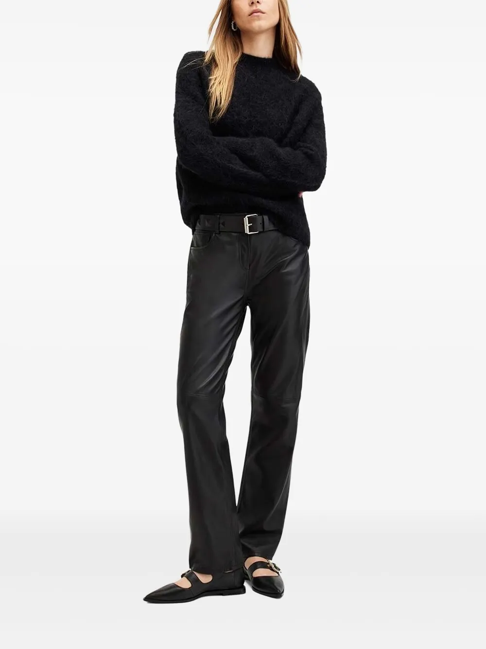 AllSaints textured crew-neck sweater | Black | Image 1