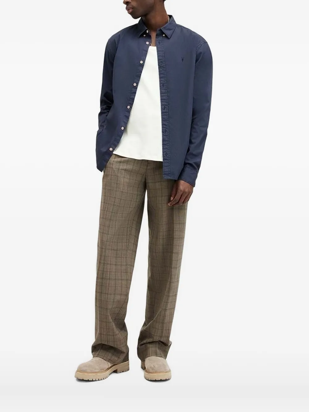 AllSaints Hawthorne Ramskull overhemd met lange mouwen Blauw