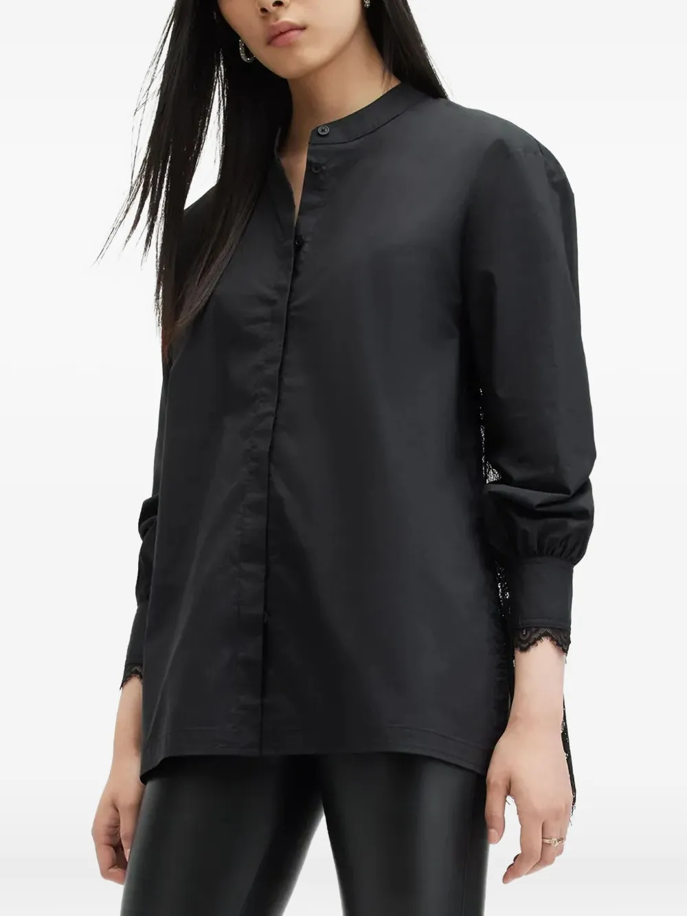 AllSaints レースインサート シャツ - ブラック AllSaints レースインサート シャツ - ブラック