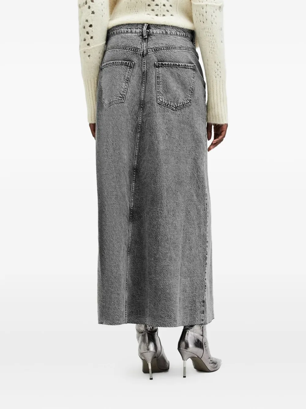AllSaints Noir maxi-rok met acid wassing Zwart